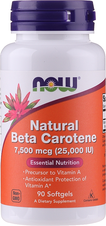 Naturalny beta-karoten w kapsułkach - Now Foods Natural Beta Carotene (180 szt.) — Zdjęcie N1