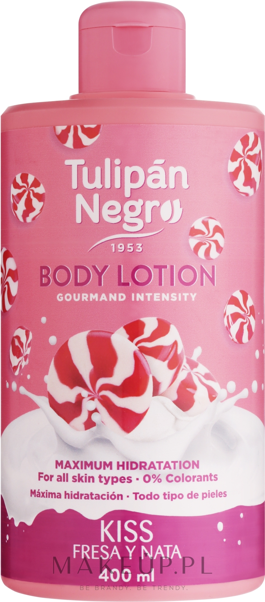 Truskawkowy balsam do ciała - Tulipan Negro Kiss Strawberry & Cream Body Lotion — Zdjęcie 400 ml