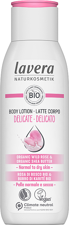 Odżywczo-wygładzający wegański lotion do ciała Kokos - Lavera Delicate Body Lotion With Organic Wild Rose & Organic Shea Butter — Zdjęcie N1