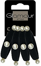 Gumki do włosów, czarne z perełkami - Glamour — Zdjęcie N1