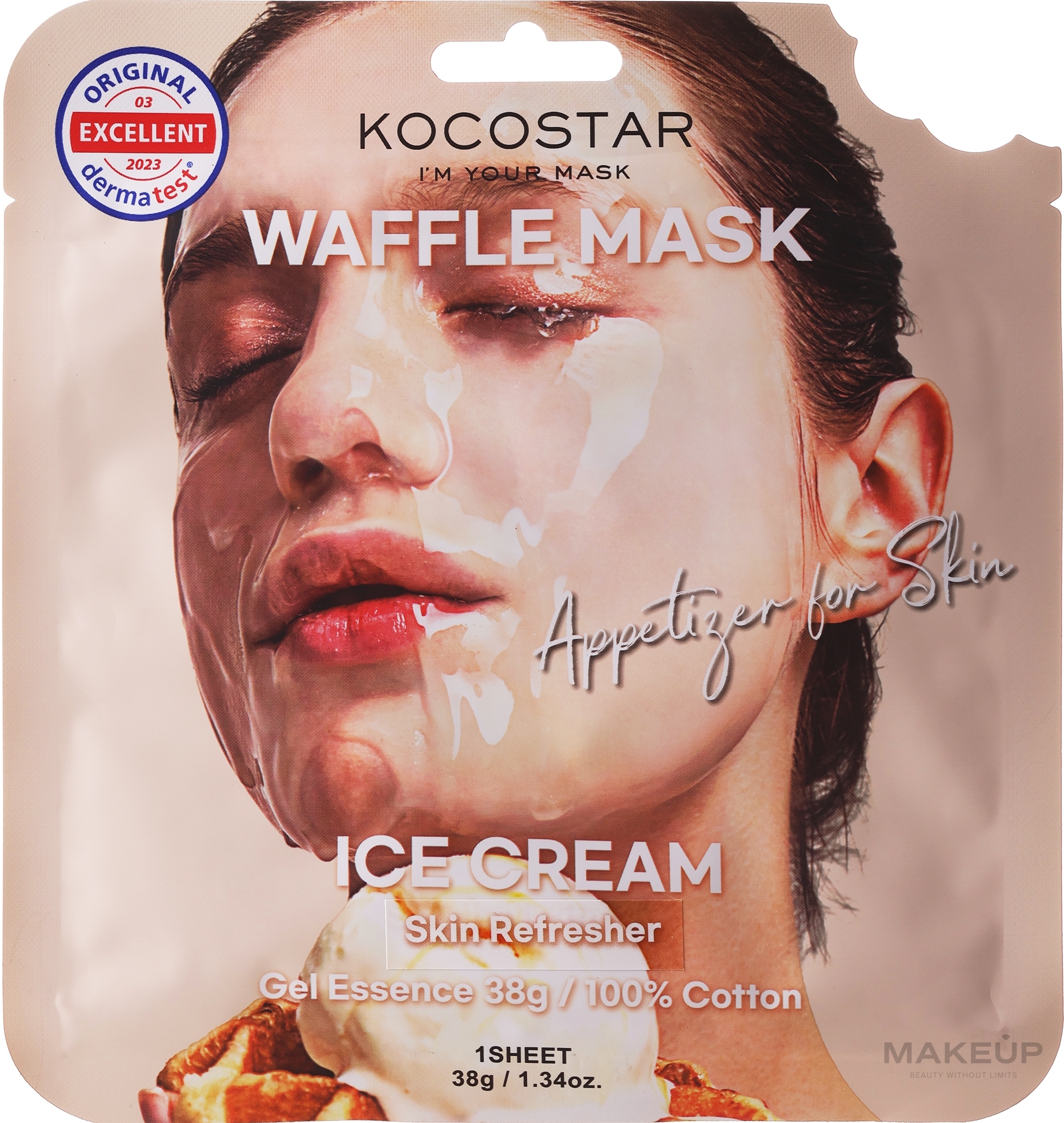 Zmiękczająca maska na tkaninie Kremowe lody - Kocostar Ice Cream Waffle Mask  — Zdjęcie 38 g