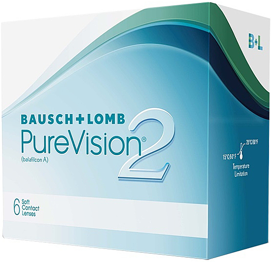 Soczewki kontaktowe, krzywizna 8,6 mm, 6 szt. - Bausch & Lomb PureVision 2