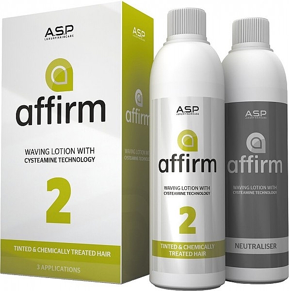 Zestaw do delikatnych i farbowanych włosów - Affinage Affirm Perm with Cysteamine Technology 2 (lot/2x210ml) — Zdjęcie N1