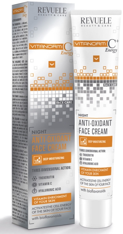 Antyoksydacyjny krem do twarzy na noc - Revuele Vitanorm C+ Energy Night Cream — Zdjęcie N1