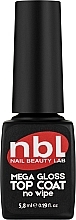 Nielepiący się top coat do paznokci z efektem megapołysku - Jerden NBL Nail Beauty Lab Mega-Gloss Top Coat No Wipe — Zdjęcie N1