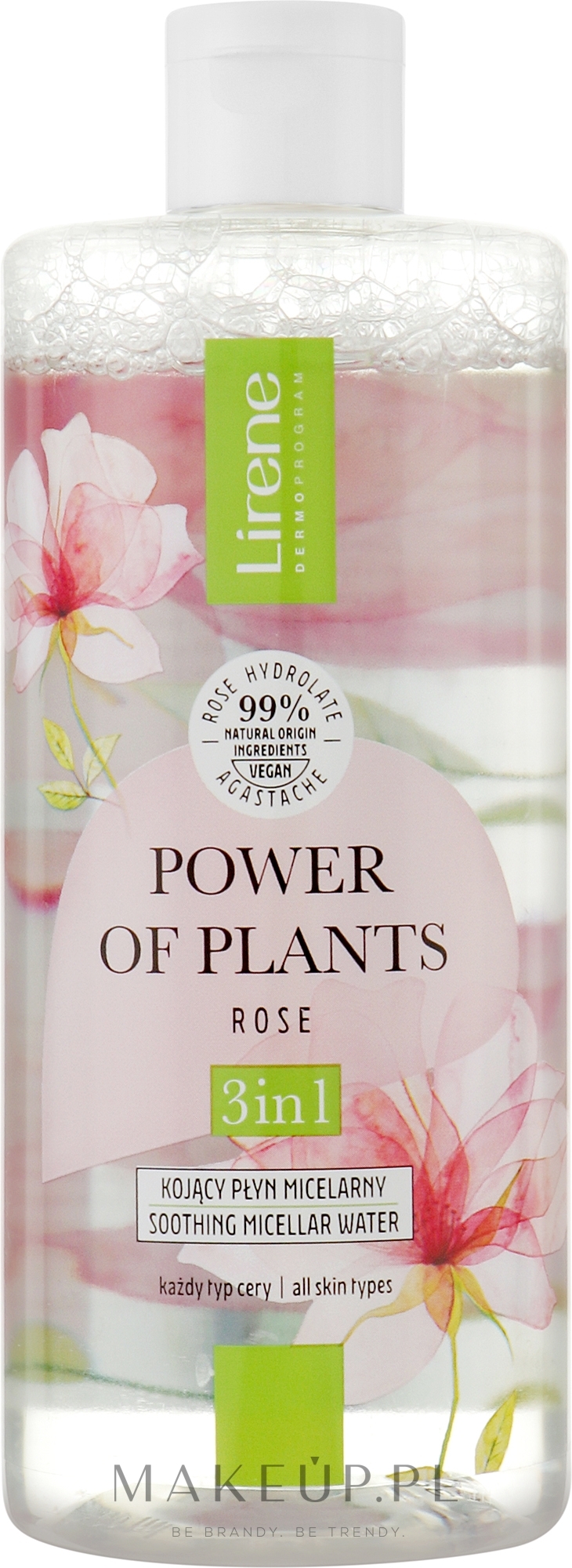 Kojący płyn micelarny 3 w 1 - Lirene Power Of Plants Rose Micellar Water — Zdjęcie 400 ml