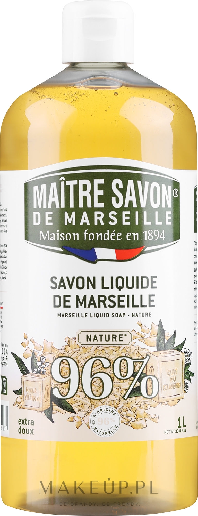 Naturalne mydło marsylskie w płynie - Maitre Savon De Marseille Savon Liquide De Marseille Nature Liquid Soap — Zdjęcie 1000 ml