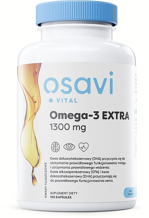 Suplement diety Omega-3 Extra, w kapsułkach miękkich - Osavi Omega-3 Extra 1300mg Lemon Softgels — Zdjęcie N1