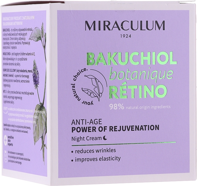 PREZENT! Krem do twarzy na noc - Miraculum Bakuchiol Botanique Retino Anti-Age Cream — Zdjęcie N1