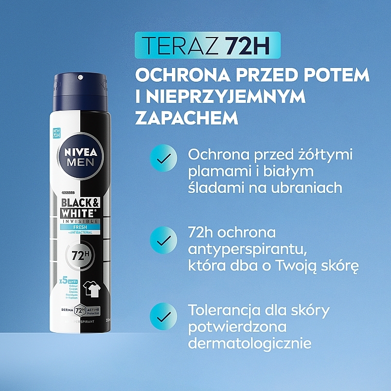 Antyperspirant w sprayu dla mężczyzn - NIVEA MEN Black & White Invisible Fresh — Zdjęcie N3