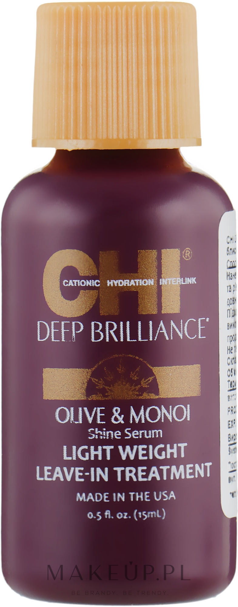 Lekkie serum bez spłukiwania do włosów - CHI Deep Brilliance Shine Serum Lightweight Leave-In Treatment — Zdjęcie 15 ml