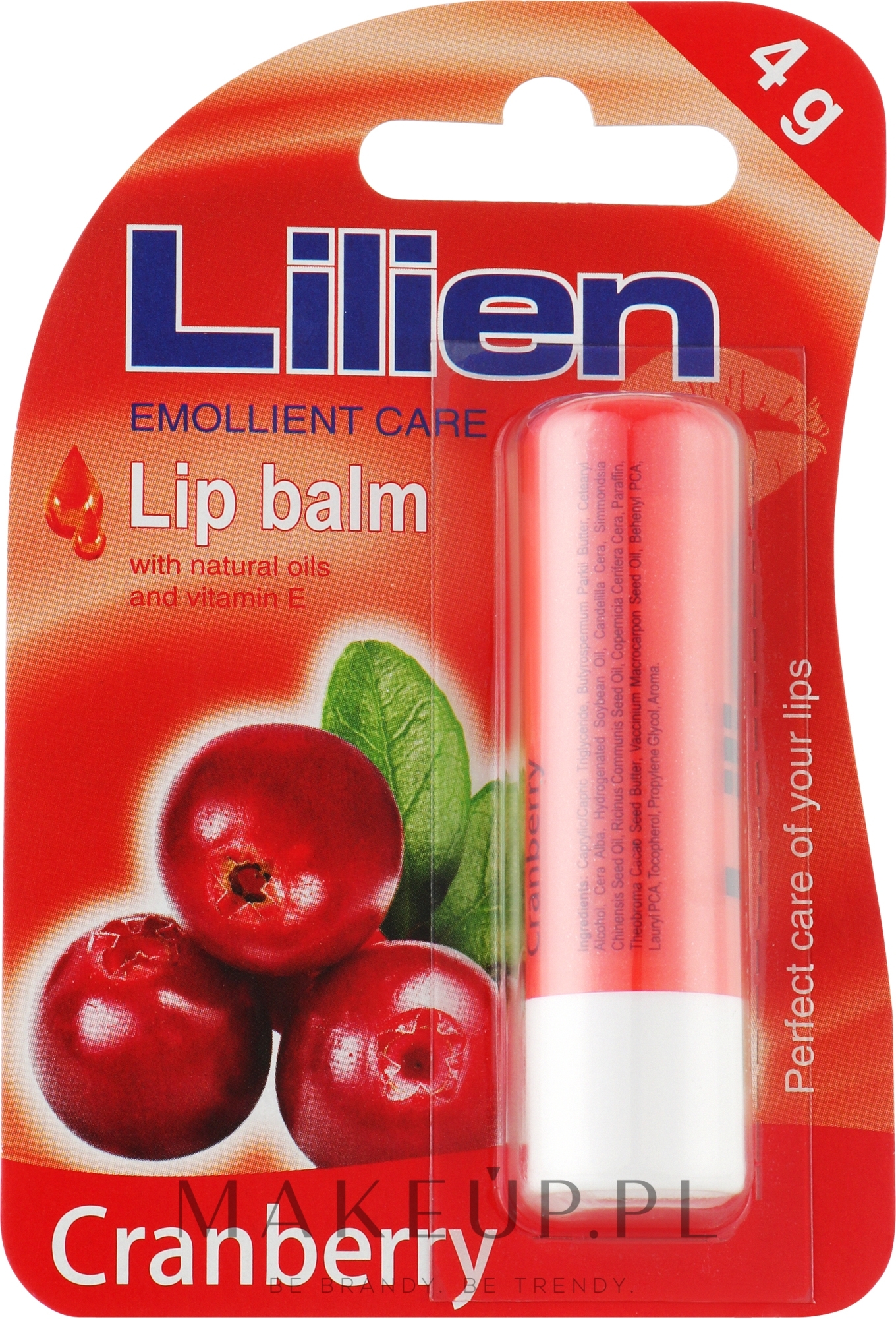 Balsam do ust z naturalnymi olejkami i witaminą E - Lilien Lip Balm Cranberry — Zdjęcie 4 g