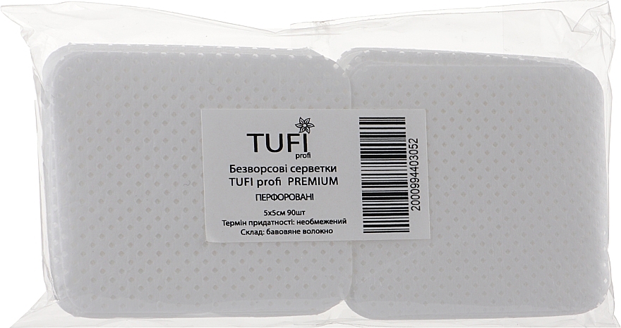 Niestrzępiące się serwetki perforowane 5 x 5, 90 szt. - Tufi Profi Premium — Zdjęcie N1