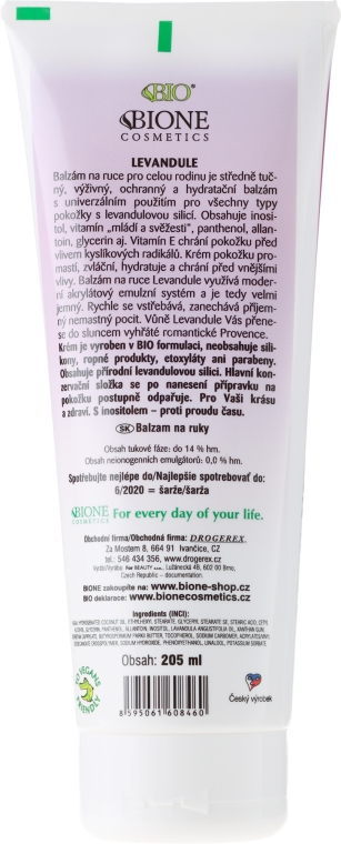 Regenerujący balsam do rąk z lawendą - Bione Cosmetics Lavender Hand Balm — Zdjęcie N2