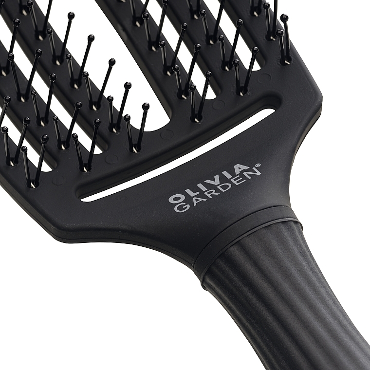 Szczotka do stylizacji z podwójnym nylonowym włosiem - Olivia Garden Finger Brush Medium Black — Zdjęcie N4