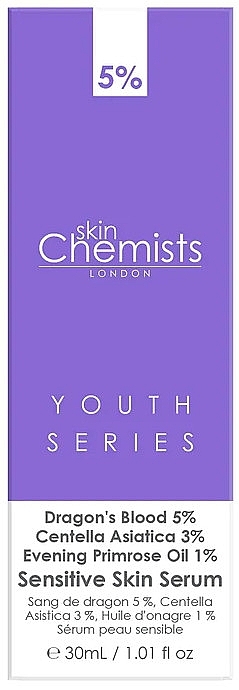 Serum do twarzy - Skin Chemists Youth Series Dragon's Blood 5%, Centella Asistica 3%, Evening Primrose Oil 1% Sensitive Skin Serum — Zdjęcie N3