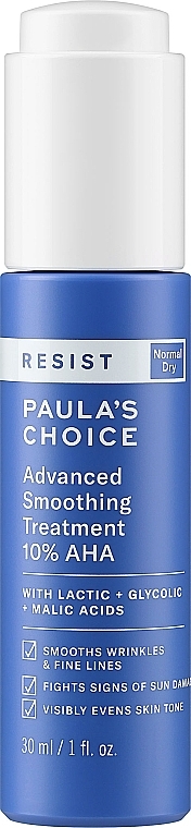 Koktajl wygładzający z kwasami AHA i BHA do twarzy - Paula's Choice Resist Advanced Smoothing Treatment 10% AHA — Zdjęcie N1