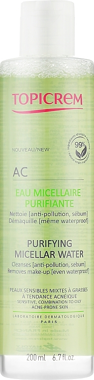 Oczyszczająca woda micelarna - Topicrem AC Purifying Micellar Water