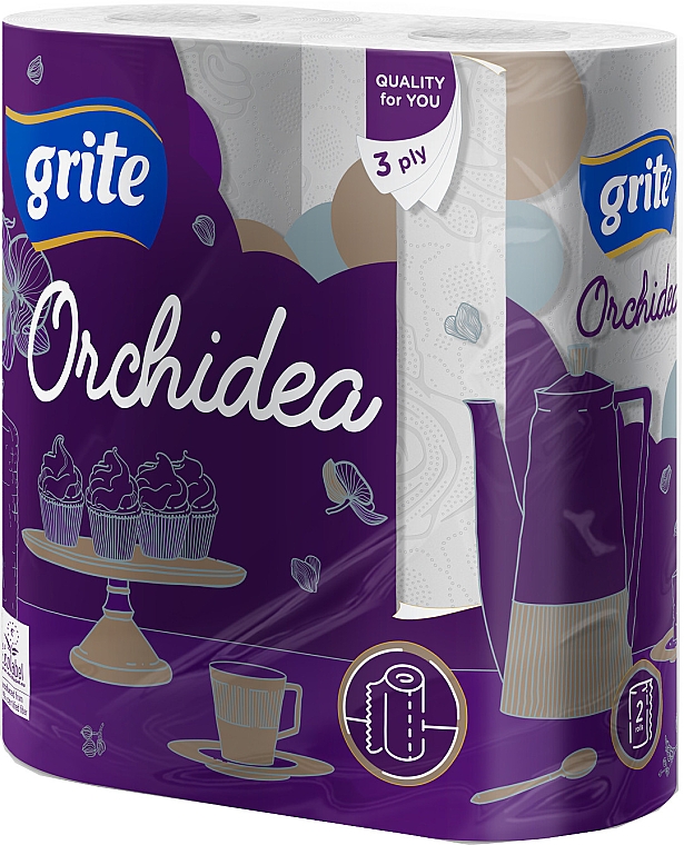 Ręcznik papierowy Orchidea Gold, 3 warstwy, 65 listków, 2 rolki - Grite Consumer — Zdjęcie N2