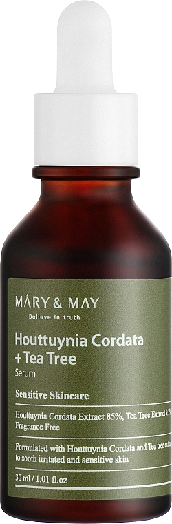 Łagodzące serum do twarzy z pstrolistką sercowatą i drzewem herbacianym - Mary & May Houttuynia Cordata + Tea Tree Serum
