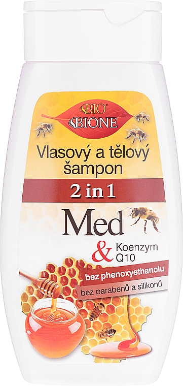 Szampon i odżywka 2 w 1 do włosów Miód i koenzym Q10 - Bione Cosmetics Honey + Q10 2in1 Shampoo And Conditioner — Zdjęcie N1