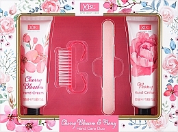 Kup Zestaw - Xpel Marketing Ltd Cherry Blossom & Peony Hand Care Duo (h/cr/2x50 ml + brush + file)