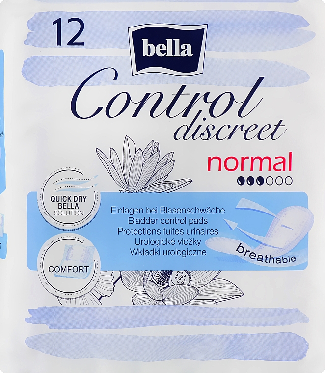 Wkładki urologiczne, 12 szt. - Bella Control Discreet Normal Bladder Control Pads — Zdjęcie N1