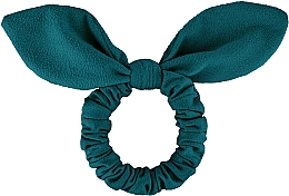 Gumka do włosów z ekozamszu Bunny, szmaragdowa - MAKEUP Bunny Ear Soft Suede Hair Tie Emerald — Zdjęcie N1