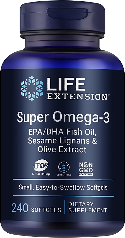 Kwas Omega-3 w żelowych kapsułkach - Life Extension Super Omega-3 — Zdjęcie N3