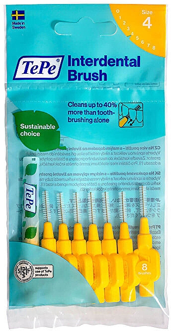 Zestaw szczoteczek międzyzębowych - TePe Interdental Brush Size 4 Yellow 0.7mm — Zdjęcie N1