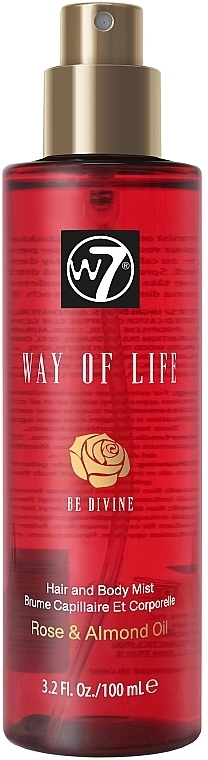 Spray do włosów i ciała Róża i Olejek migdałowy - W7 Way of Life Hair & Body Mist Be Divine — Zdjęcie N2