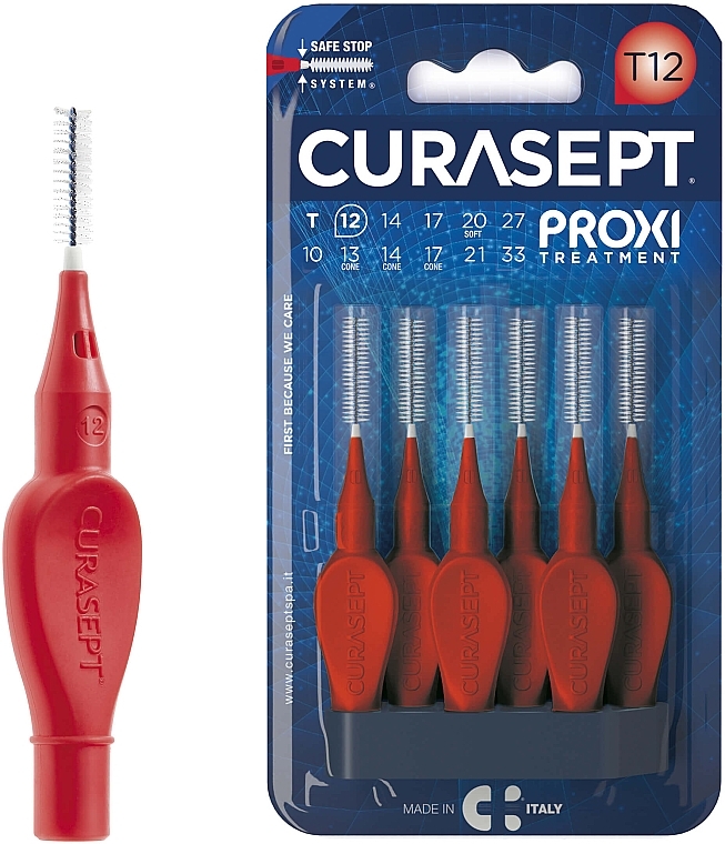 Szczoteczki międzyzębowe 1,2 mm, 6 sztuk, czerwone - Curaprox Curasept Proxi Treatment T12 Red — Zdjęcie N1