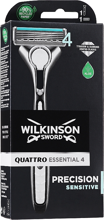 Maszynka do golenia dla mężczyzn + 1 wymienne ostrze - Wilkinson Sword Quattro Titanium Sensitive — Zdjęcie N1