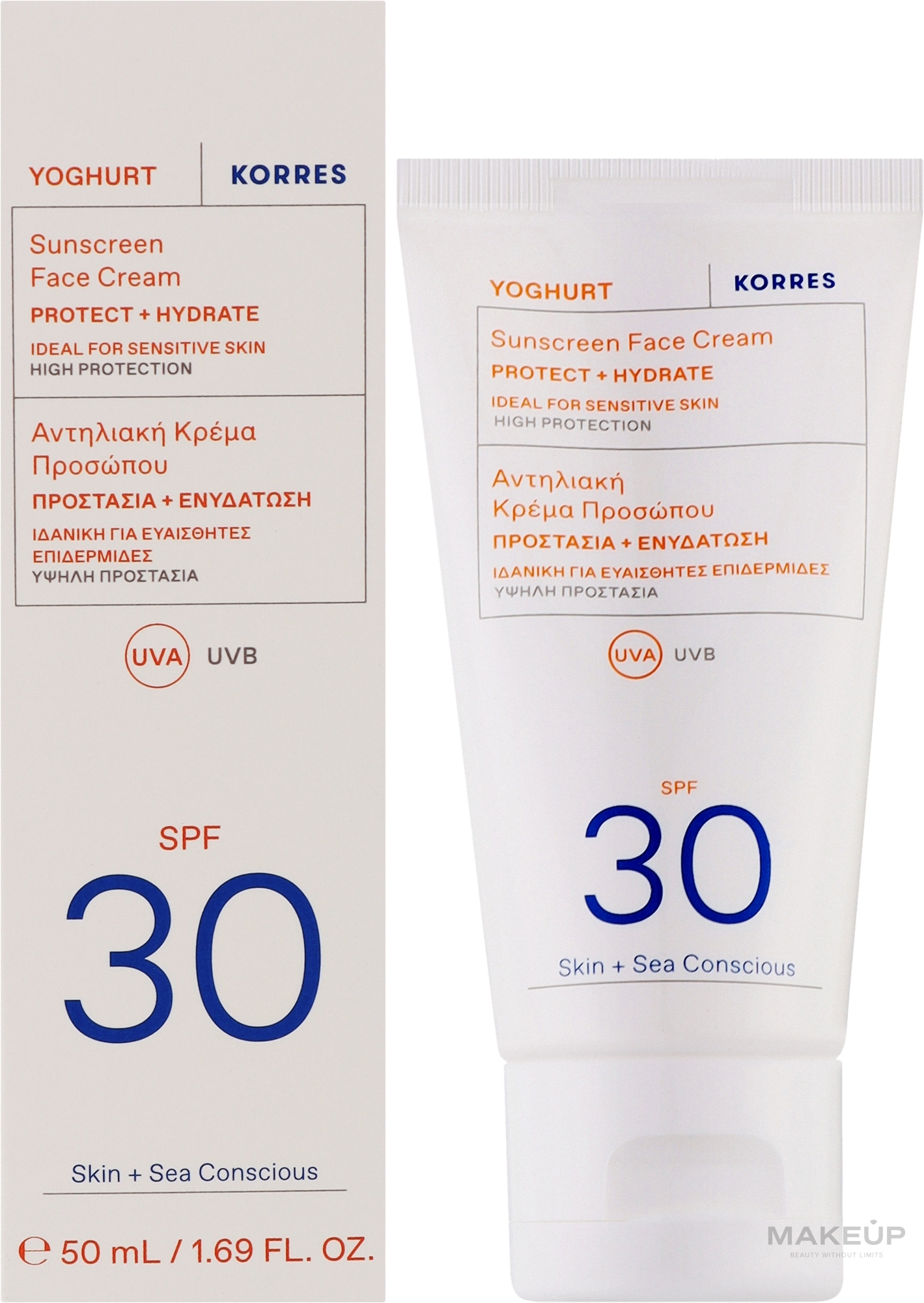 Krem przeciwsłoneczny do twarzy - Korres Yoghurt Sunscreen Face Cream SPF30 — Zdjęcie 50 ml