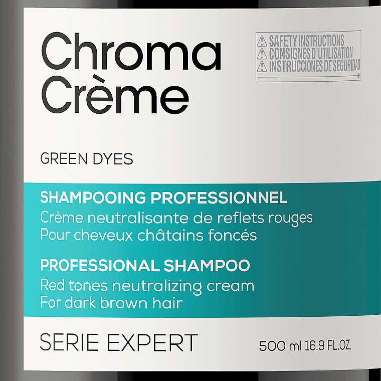 Szampon do włosów ciemnobrązowych neutralizujący czerwone tony - L'Oreal Professionnel Serie Expert Chroma Creme Professional Shampoo Green Dyes — Zdjęcie N8