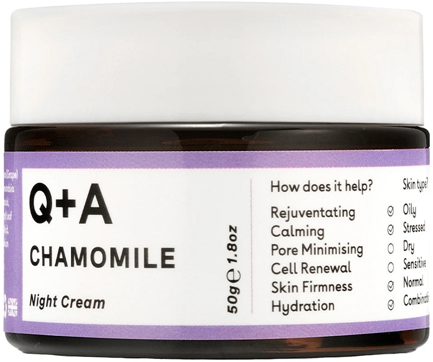 PRZECENA! Kojący krem do twarzy na noc - Q + A Chamomile Night Cream * — Zdjęcie N1