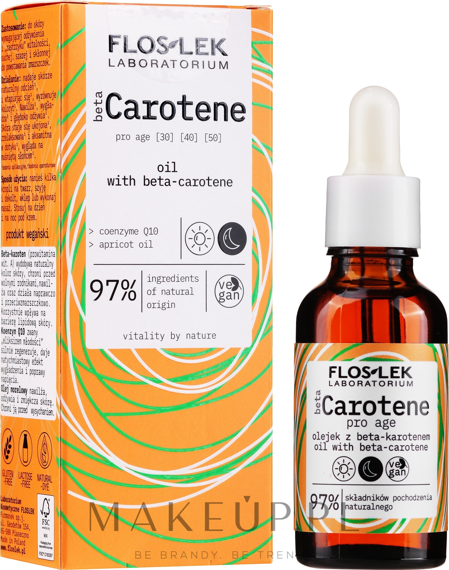 Olejek do twarzy z beta-karotenem - Floslek Beta Carotene Oil — Zdjęcie 30 ml