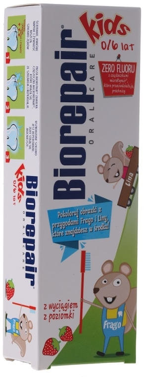 Pasta do zębów bez fluoru z wyciągiem z poziomki dla dzieci 0-6 lat - BioRepair Kids Toothpaste — Zdjęcie N3