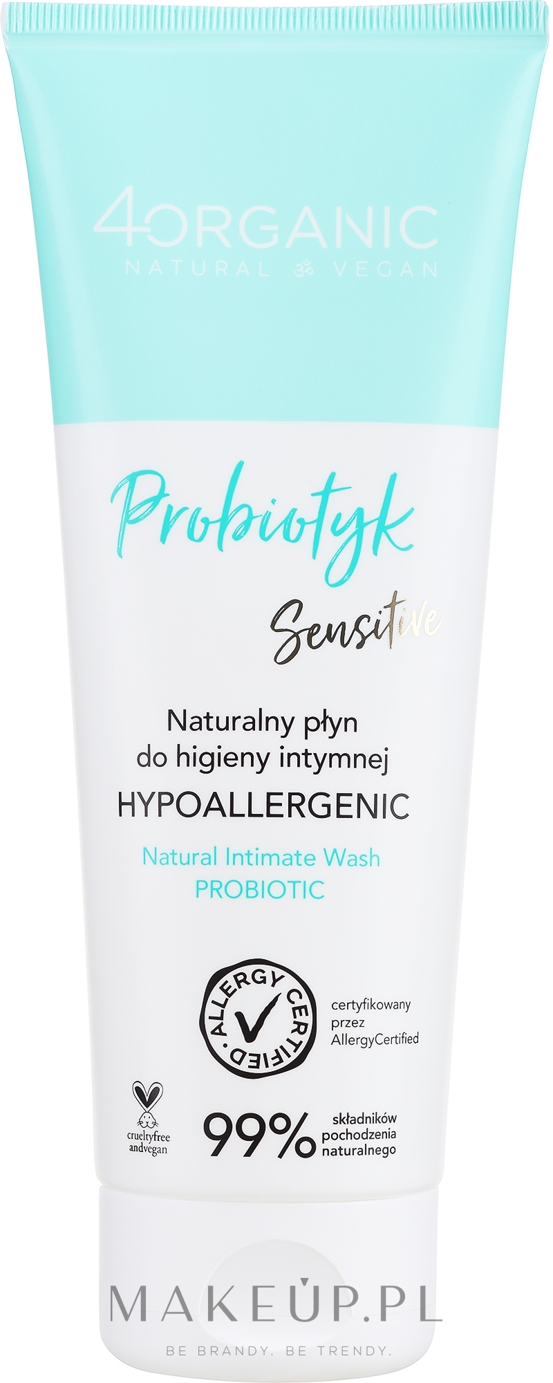 Żel do higieny intymnej - 4Organic Probiotic Sensitive Natural Intimate Wash — Zdjęcie 250 ml