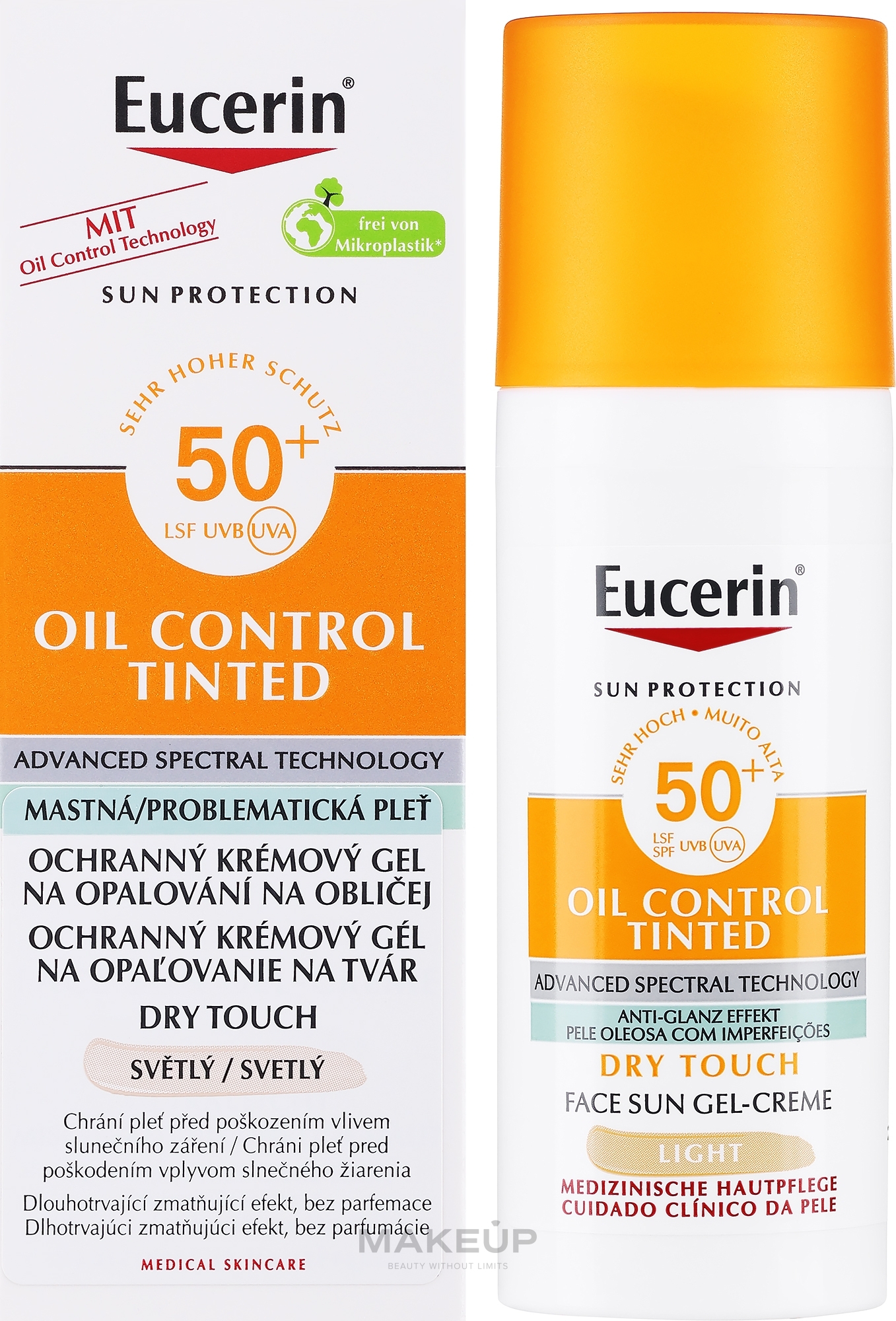 Żel-krem tonujący do twarzy - Eucerin Oil Control Dry Touch Tinted Sun Gel-Cream Light SPF50+ — Zdjęcie 50 ml