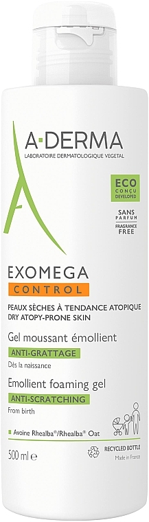 Pieniący się żel-emolient do kąpieli do skóry ze skłonnością ze świądu - A-Derma Exomega Control Emollient Anti-Scratching Foaming Gel