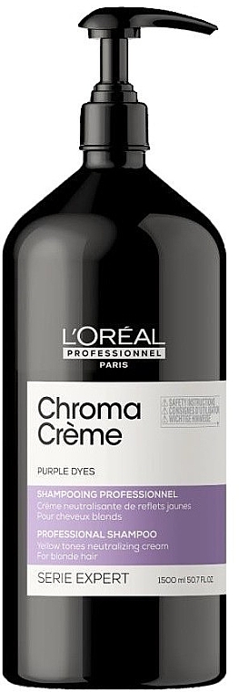 Szampon do włosów blond neutralizujący żółte tony - L'Oreal Professionnel Serie Expert Chroma Creme Professional Shampoo Purple Dyes — Zdjęcie N10