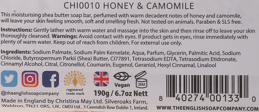 Mydło z miodem i rumiankiem - The English Soap Company Vintage Collection Honey & Camomile Soap — Zdjęcie N2