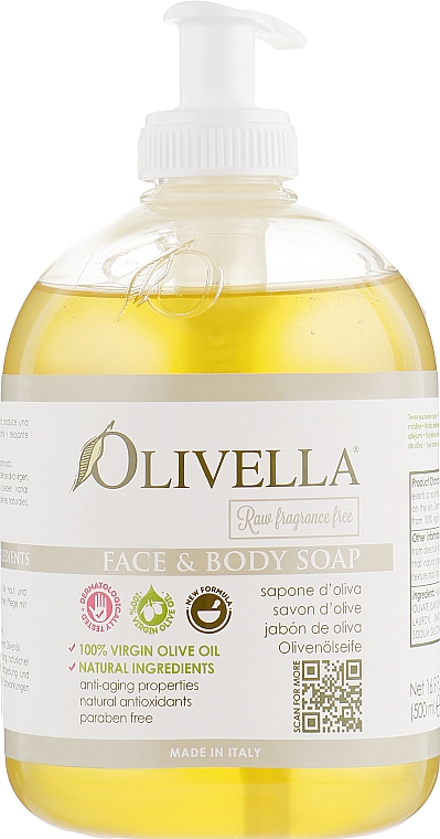 Mydło w płynie do twarzy i ciała do skóry wrażliwej z oliwą z oliwek - Olivella — Zdjęcie N1