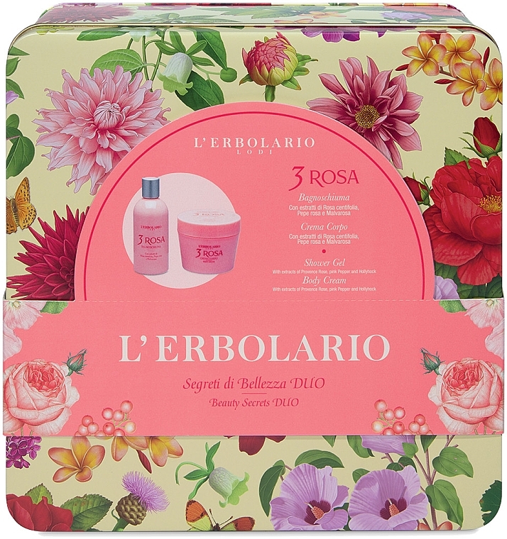 L'Erbolario Acqua Di Profumo 3 Rosa - Zestaw (cr 200 ml + sh/gel 250 ml) — Zdjęcie N1