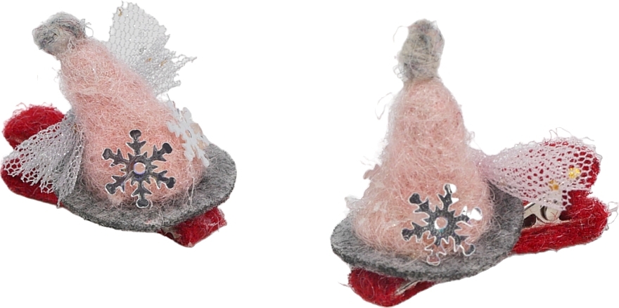Świąteczne spinki do włosów Kapelusz Mikołaja, czerwone - Lolita Accessories — Zdjęcie N1