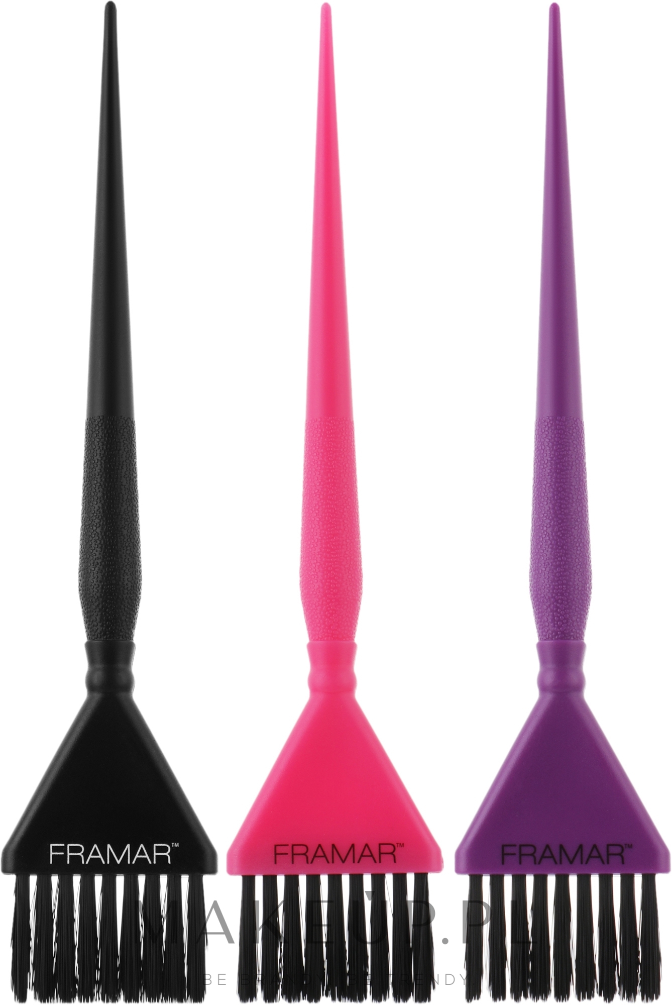 Zestaw pędzli do farbowania, czarny, fioletowy, różowy - Framar Needle Coloring Brush — Zdjęcie 3 szt.