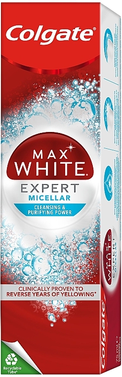 Pasta do zębów z profesjonalnym składnikiem wybielającym - Colgate Max White Expert Micellar — Zdjęcie N1