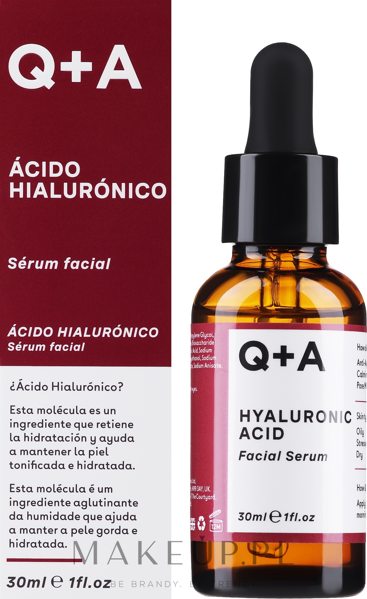 Serum do twarzy, szyi i dekoltu z kwasem hialuronowym - Q+A Hyaluronic Acid Facial Serum — Zdjęcie 30 ml