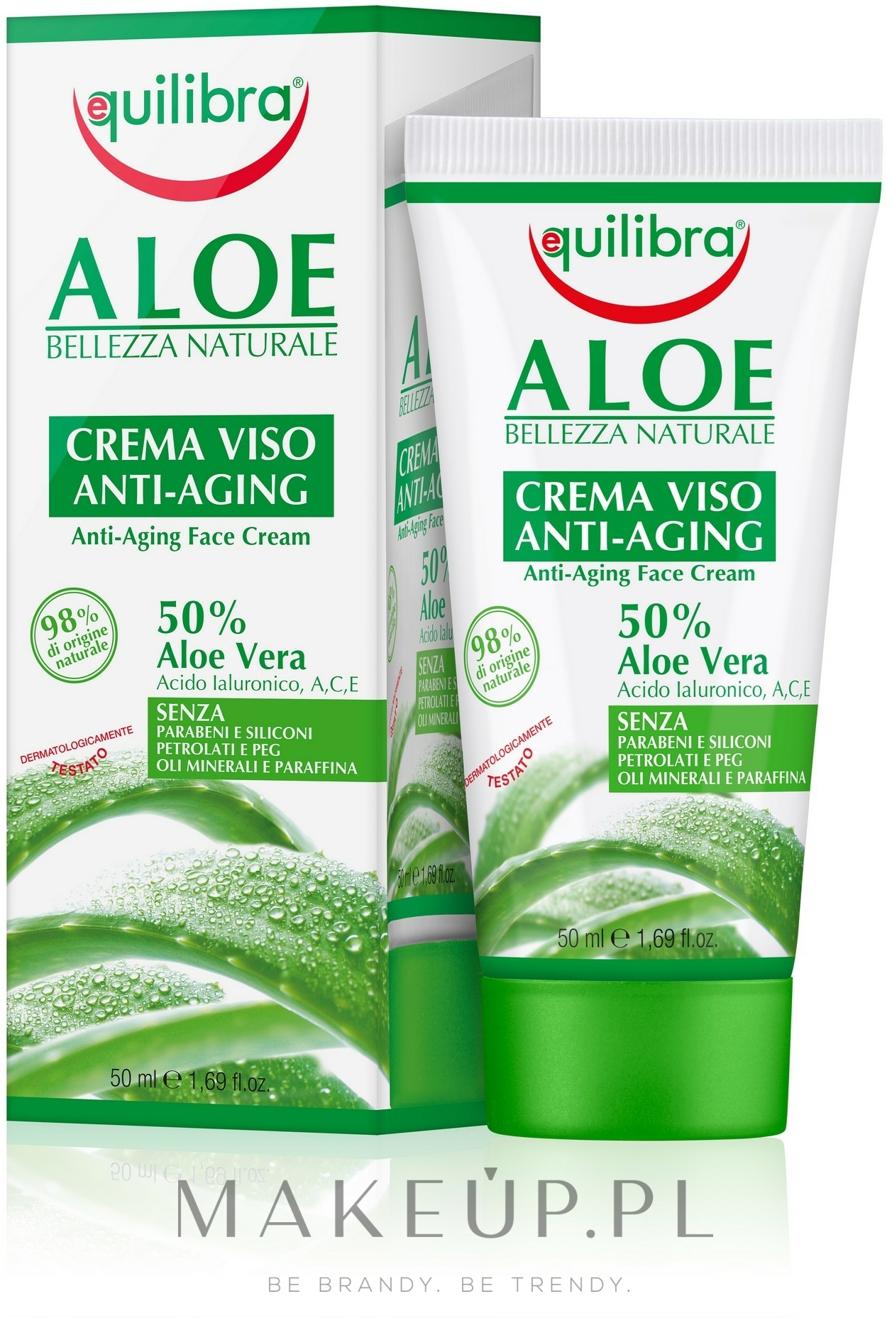 Aloesowy krem przeciwstarzeniowy do twarzy - Equilibra Aloe Line Anti-Age Face Cream — Zdjęcie 50 ml